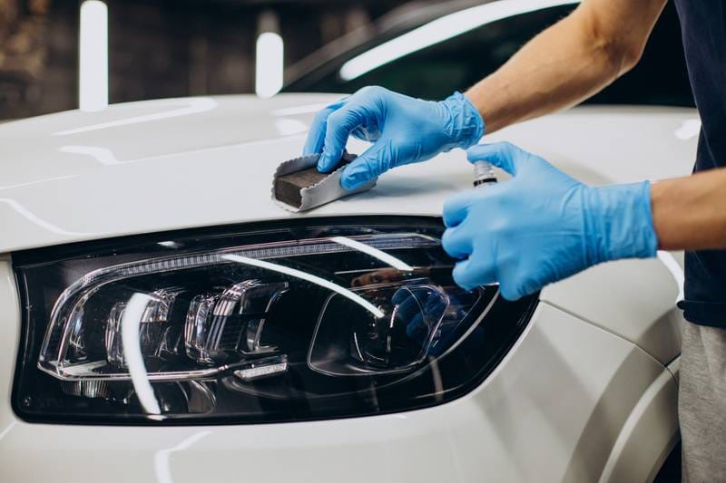 Headlight and front exterior coating detail
