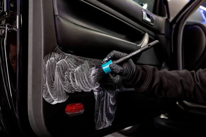 Interior door pad brush cleaning transformation result
